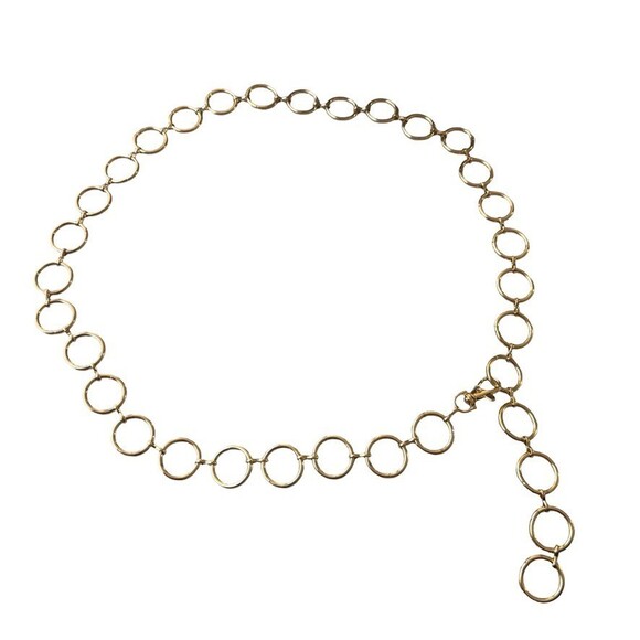 Vintage y2K statement belt  Gold Tone Open Circle Ring Link Chain womens XL